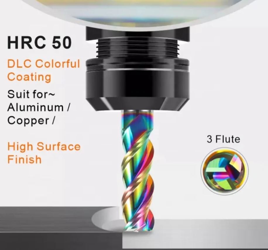 DLC Coating End Mill 3 Flute U-type Aluminum Cnc Milling Cutter Engraving Tools