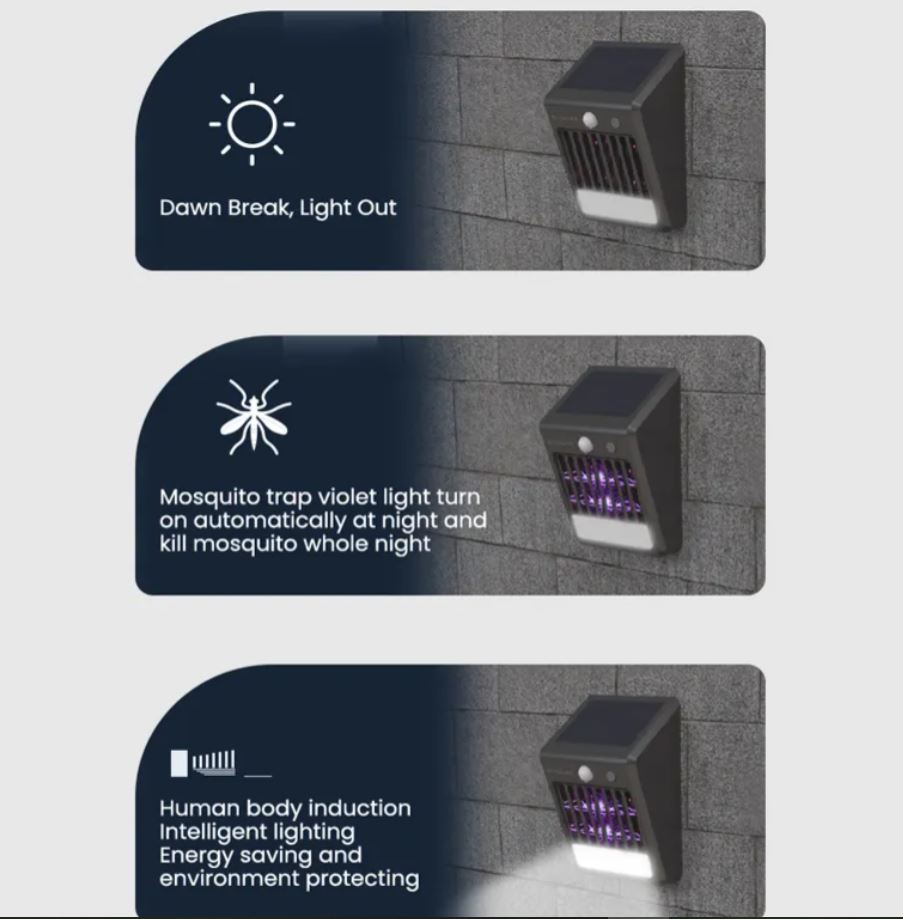 Outdoor Rechargeable Solar Insect Killer Lamp Garden Wall Mounted