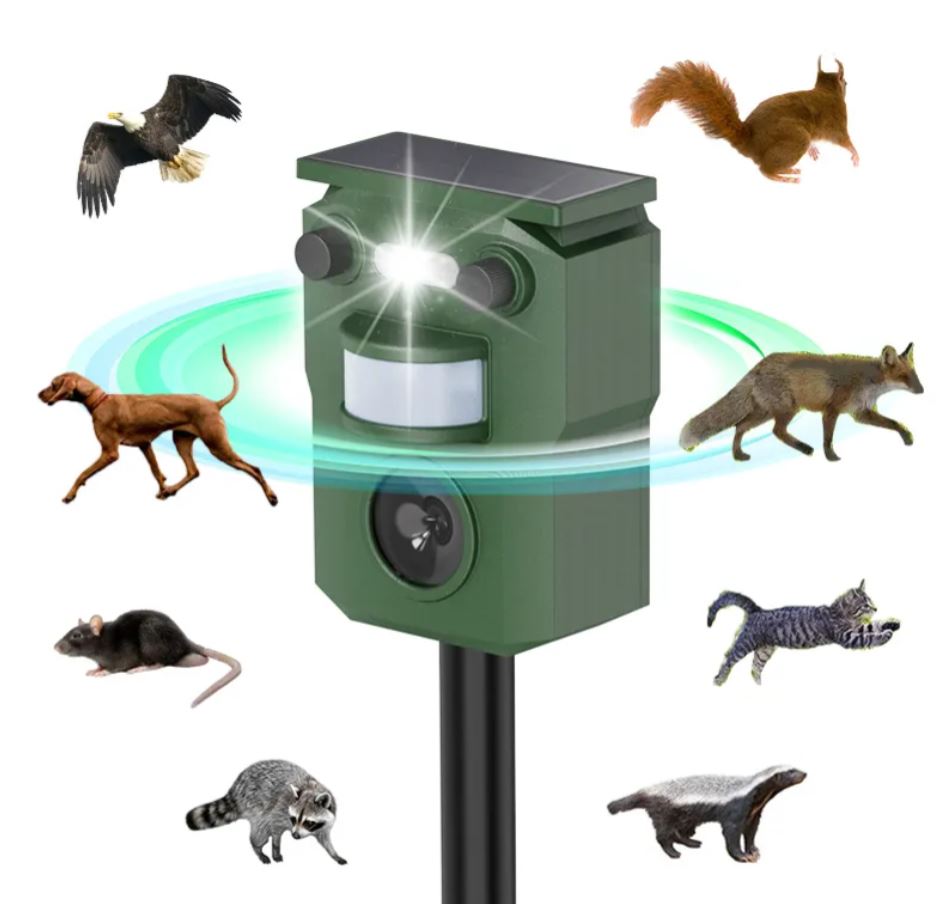 Usb Rechargeable Outdoor Solar Ultrasonic Animal Repellent