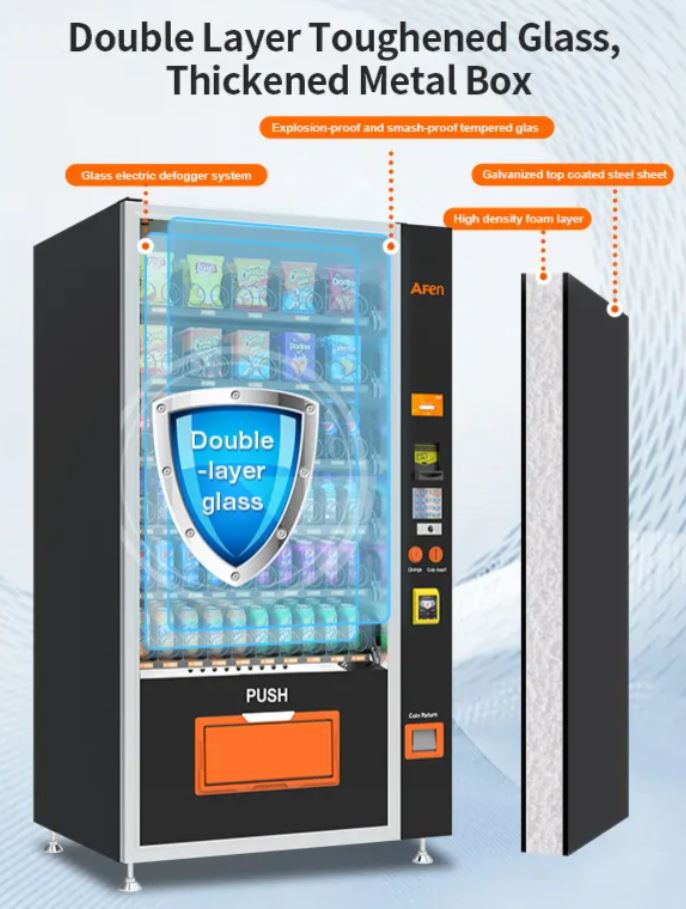 AFEN Combo Vending Machine: Ideal for Soda, Drinks, Food, and Snacks (60 SLOTS)
