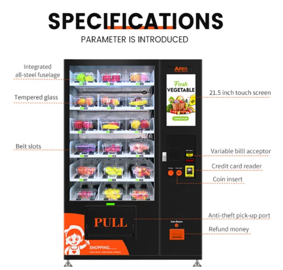 AFEN Affordable Touch Screen Fresh Food Elevator Vending Machine with Refrigeration