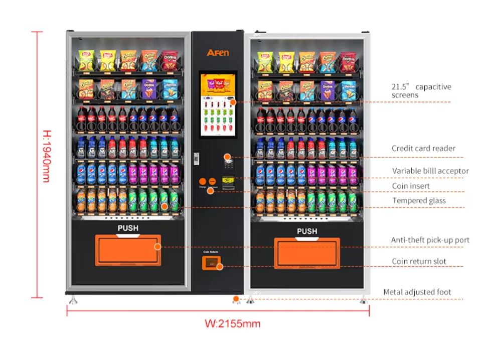 AFEN Combo Vending Machine: User-Friendly Snack and Drink Vending Solution with Touch Screen (120 SLOTS)