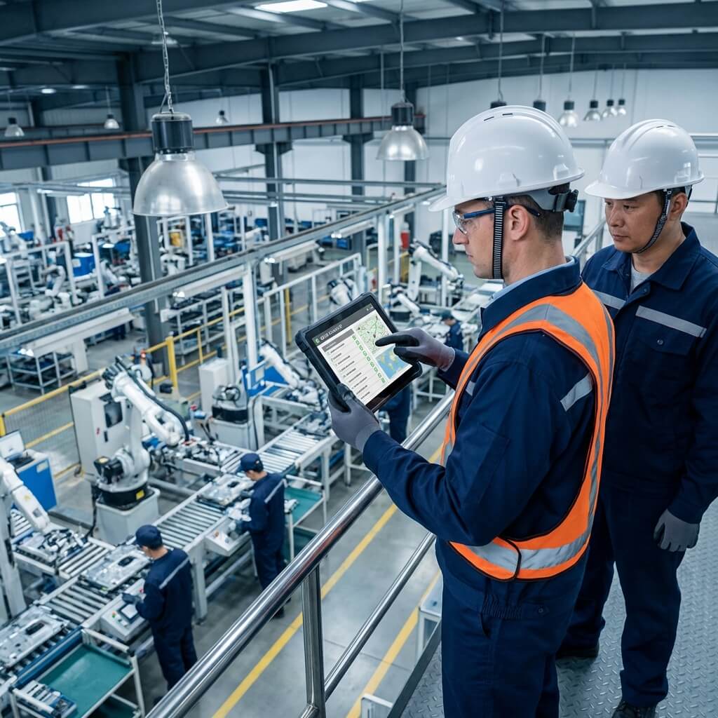 factory auditor observing