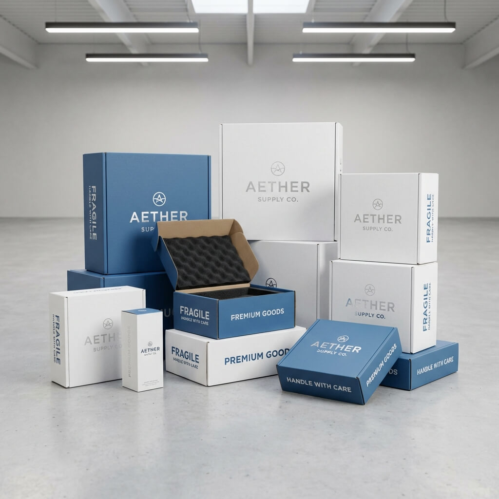 shipping boxes and packaging
