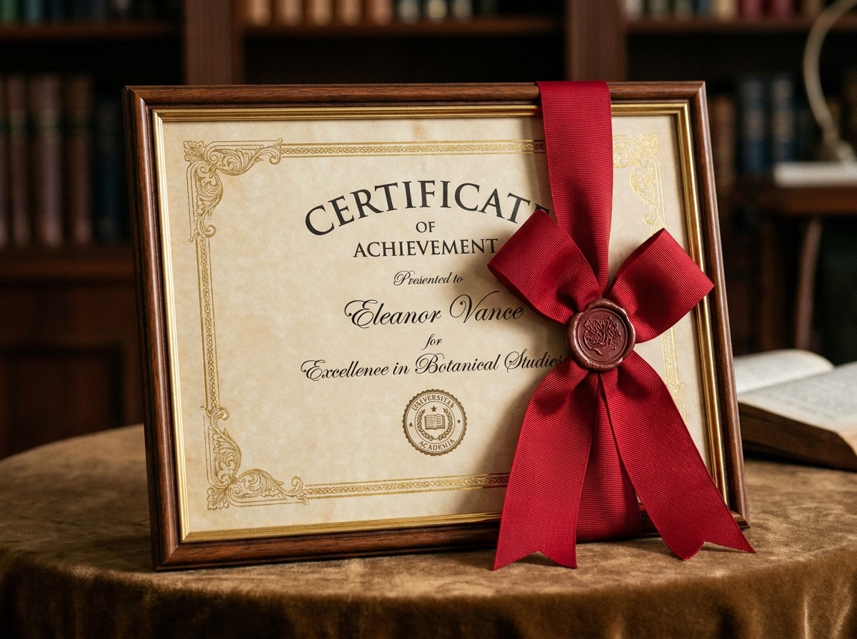 certificate with a ribbon. 202605091656