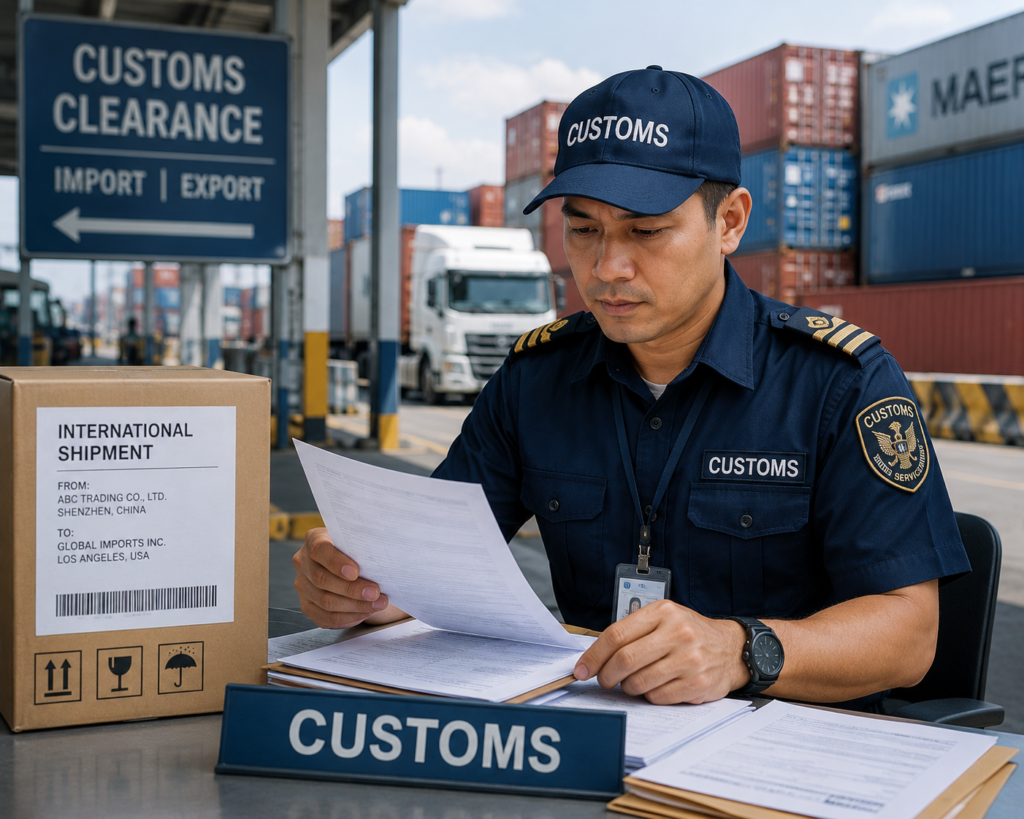 Customs clearance process for international shipments."