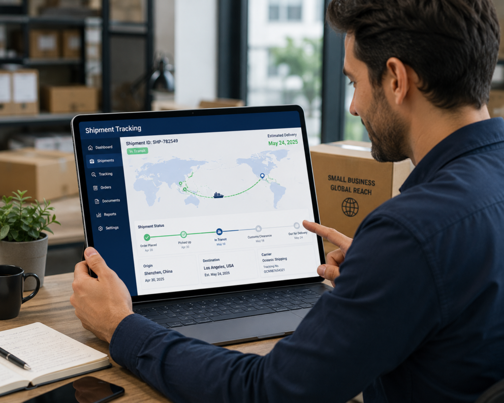 "Real-time shipment tracking dashboard for small business logistics"