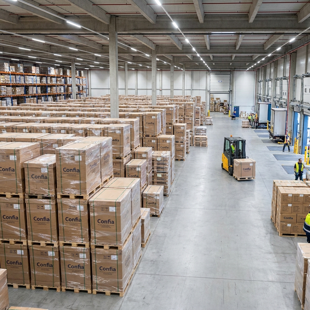 logistics warehouse with forklif…