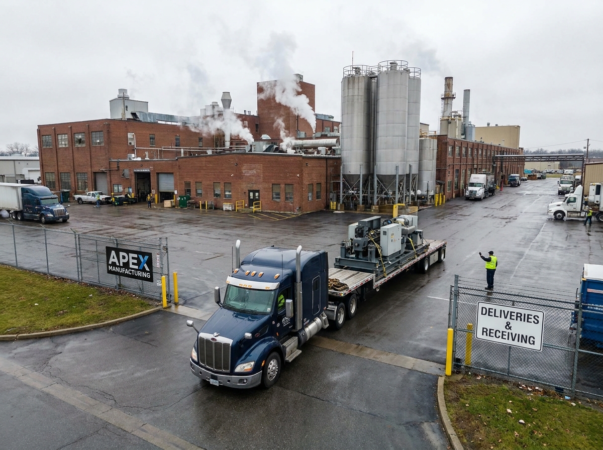 truck arriving at factory