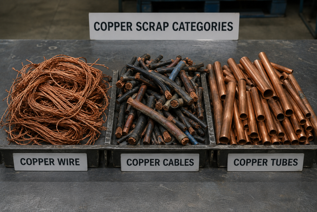 Types of copper scrap including wire cables and tubes for industrial import