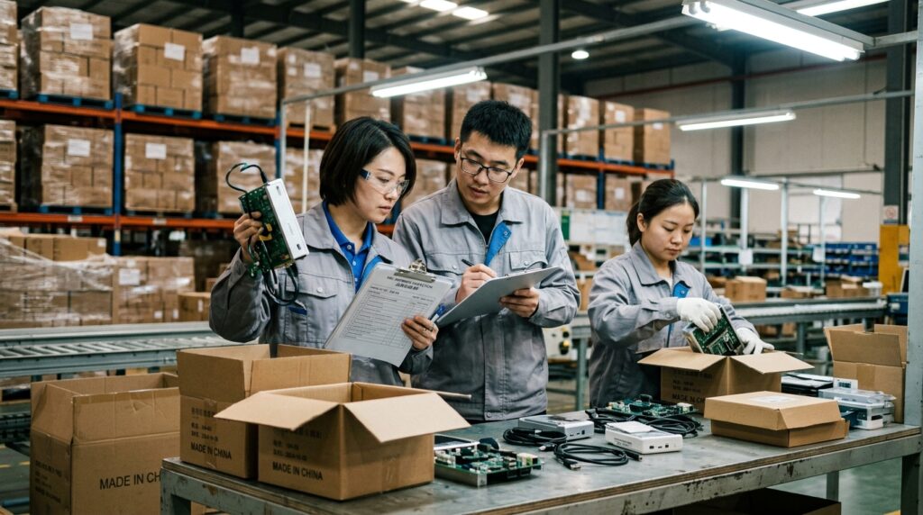 Pre-shipment quality control inspection at a China factory